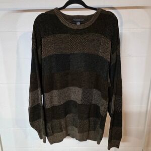 Vintage Consensus Sportswear Men's XL Plaid Patchwork Crew Neck‎ Sweater Soft